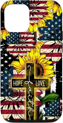 Vista 26 de Funda para iPhone 16 Sunflowers Faith Hope Love Jesus Cross Christian
