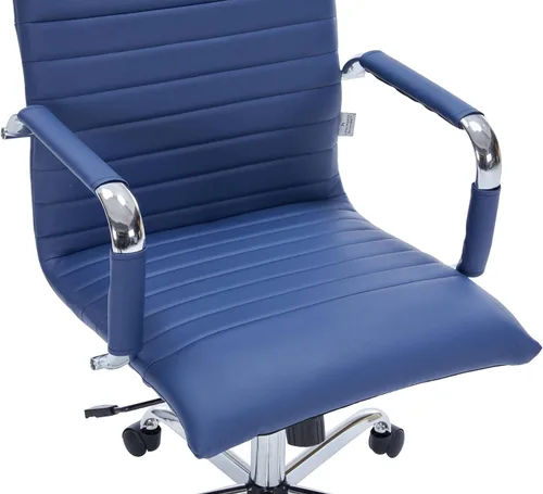 Vista 5 de LeisureMod Silla de oficina ejecutiva ergonómica con soporte lumbar, silla de escritorio giratoria de cuero ajustable, silla de computadora