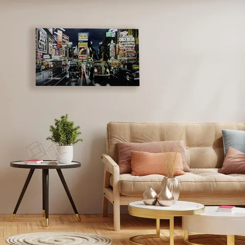 Vista 5 de Northlight Arte de pared con luz LED NYC Times Square y autos clásicos, 15.75 x 23.75 pulgadas