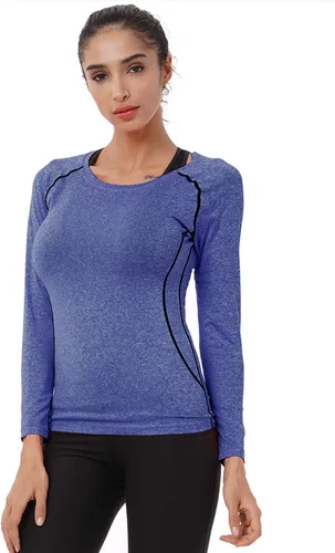 Vista 26 de CADMUS Paquete de 1 o 3 camisetas de entrenamiento de manga larga para mujer, camiseta de compresión de ajuste seco para correr