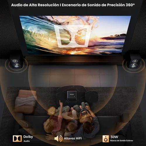 Vista 7 de GooDee Proyector Inteligente 4K con WiFi y Bluetooth - 3000 ANSI UHD, Enfoque Automático ToF Keystone MEMC, Proyector de Video de Cine en Casa