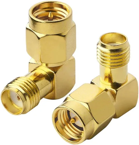 Vista 6 de Adaptador SMA macho a hembra de ángulo recto de 90 grados, 50 ohmios Paquete de 2 piezas