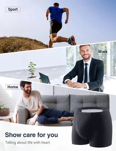Vista 7 de Ropa interior para incontinencia para hombre, 2 unidades, lavable, de algodón, con zona de absorción delantera y trasera, gran absorción, ropa