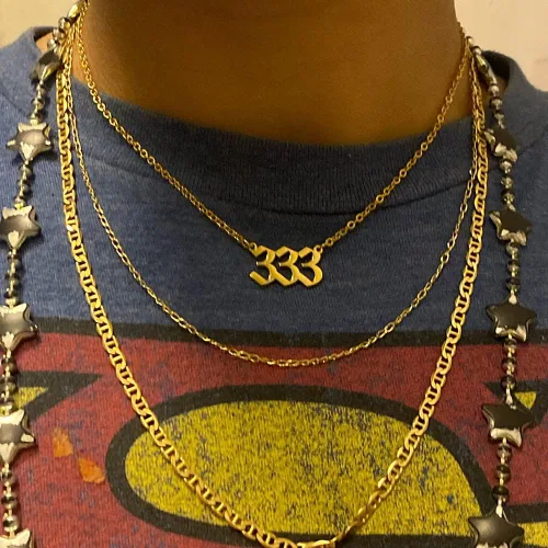 Vista 3 de LOYJOY - Collar con número de ángel 111, 222, 333, 444, 555, 666, 777, 888, 999, collar con dije de diablo, gargantilla para mujeres y hombres
