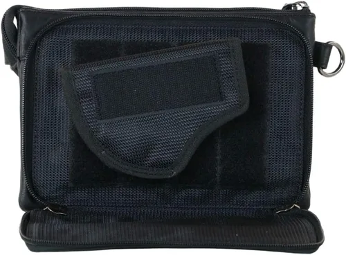 Vista 6 de Concealed Carry Natasha RFID Leather Crossbody with Locking CCW Zippers Negro