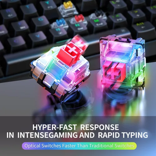 Vista 4 de Punkston TH61 60% Teclado mecánico para juegos, RGB retroiluminado ultra compacto con cable mini teclado mecánico teclas completas programables