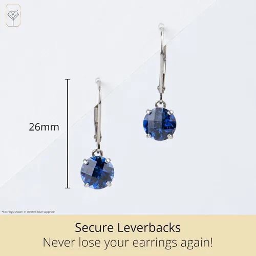 Vista 3 de Tienda Collection 925 Sterling Silver 8mm Round Birthstone Earrings for Women with Leverbacks