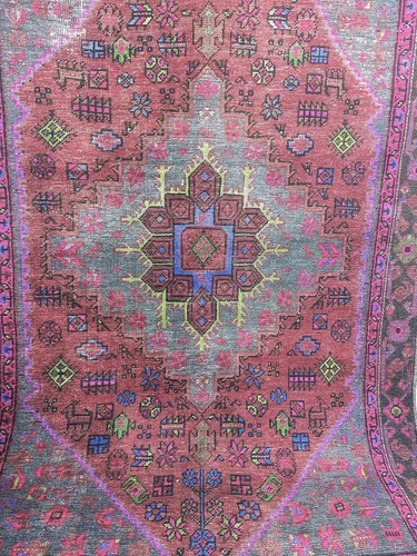 Vista 6 de Alfombra de área de diseño morado, alfombra de entrada, alfombra con estampado floral de animales, alfombra decorativa, fácil de limpiar, alfombra