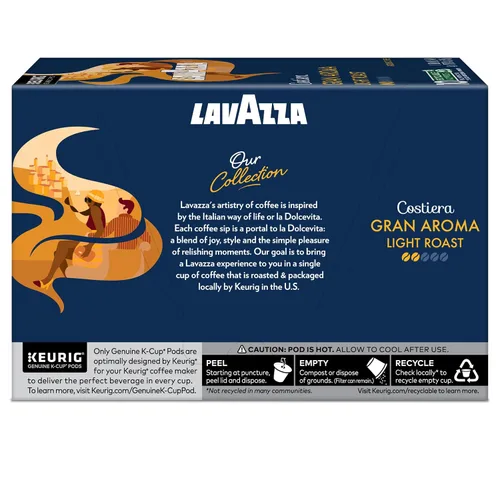 Vista 13 de Lavazza Costiera Gran Aroma, Cápsulas Keurig K-Cup de una sola porción, café tostado ligero, caja de 60 unidades (6 paquetes de 10)