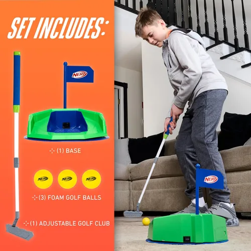 Vista 4 de Juego de golf NERF Pivot Putt – Dispara automáticamente las pelotas de golf – 3 modos de juego – Modo de giro para juego de desafío