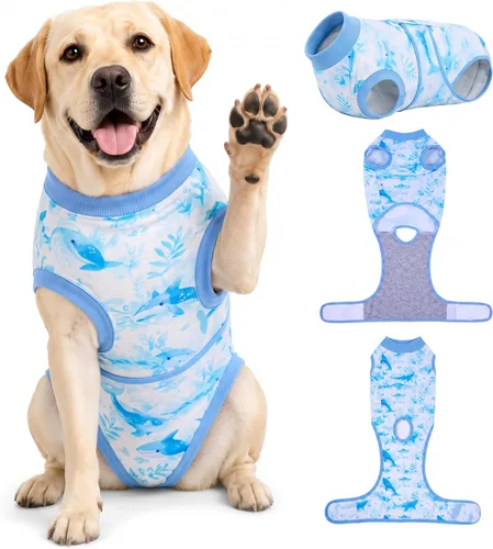 Vista 16 de PetWarm Traje de cirugía para perros, traje de recuperación quirúrgica para perros hembras y hombres, mameluco para perros, camisa de recuperación