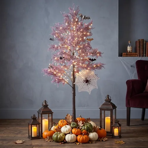 Vista 10 de Lightshare Árbol de Flores de Cornejo Iluminado de 6 Pies, Planta Artificial de 120L con Bayas, Luces Blancas Cálidas para Primavera, Decoración