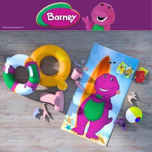 Vista 5 de Barney Classic - Toalla de baño de algodón súper suave para niños, 58 x 28 pulgadas, (producto oficial con licencia) Franco