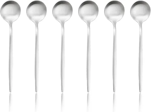 Vista 14 de Juego de 6 tenedores de postre de acero inoxidable de 3 dientes, juego de tenedores para frutas y tartas, 5.31 pulgadas, color plateado