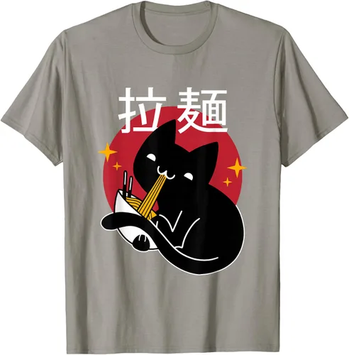 Vista 23 de Camiseta japonesa Ramen Noodle Cat, Negro