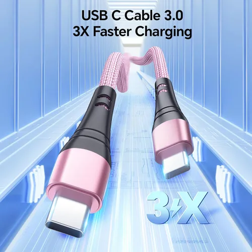 Vista 3 de Dayaoncy Cable de carga USB C de 10 pies de carga rápida, 100 W, paquete de 2 unidades USB C a C de 10 pies, cable de carga rápido tipo C a tipo C