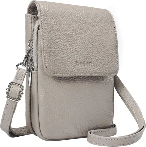 Vista 17 de befen Bolsos cruzados pequeños de cuero genuino para mujer, bolsa cruzada para teléfono celular con ranuras para tarjetas de bloqueo RFID