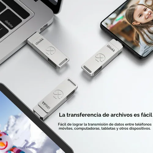 Vista 5 de iDiskk Unidad flash SSD de estado sólido de alta velocidad de 1 TB para iPhone 15/15 Plus/15 Pro/15 Pro Max, USB C iPad, MacBook, portátiles