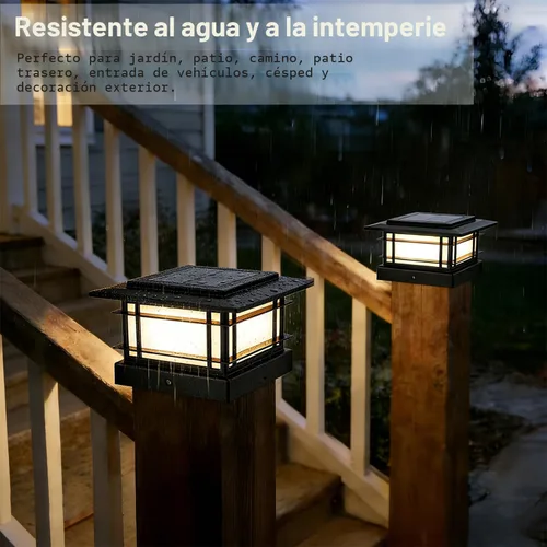 Vista 5 de Dynaming Luces solares de 4 x 4 para exteriores con 2 modos de color, luces solares para poste de valla, carcasa negra para postes de vinilo/madera