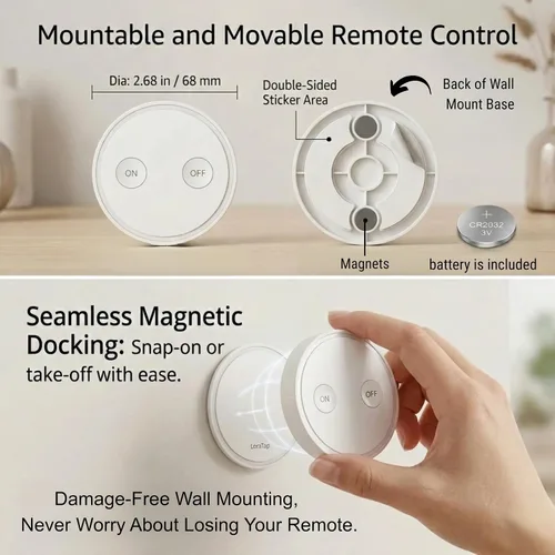 Vista 7 de LoraTap Mini adaptador de enchufe de salida de control remoto, interruptor de luz inalámbrico de rango de 656 pies para electrodomésticos,