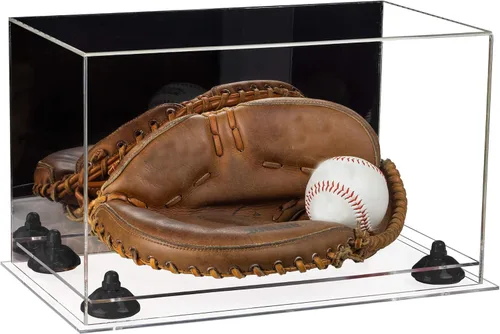 Vista 133 de Better Display Cases Vitrina de guantes de béisbol de acrílico transparente con elevadores negros (A011/V16)