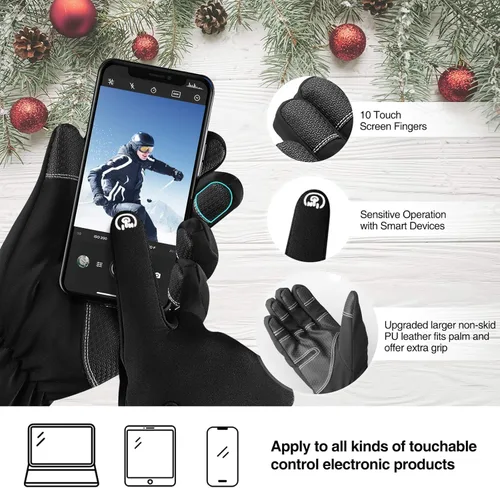 Vista 3 de Balhvit -10℉ Waterproof Winter Gloves for Men & Women, 5-Layer Ski & Snow Gloves for Cold Weather, Breathable Warm Gloves with Touch Screen Fingers