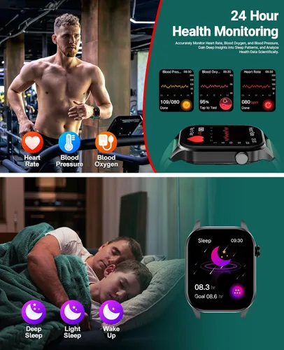Vista 5 de SOUYIE Reloj inteligente con tema navideño 2025 para hombres y mujeres, Android iPhone, con llamada Bluetooth (respuesta/hacer llamada), rastreador
