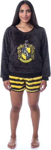 Vista 6 de Harry Potter - Conjunto de pijama para mujer, suéter y pantalones cortos, para todas las casas