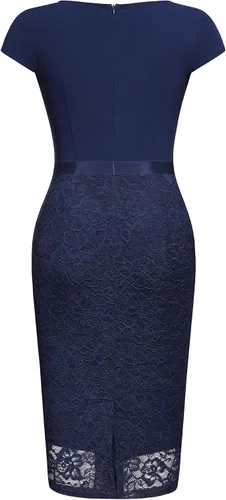 Vista 7 de Miusol Vestido de fiesta de encaje floral elegante estilo ojo de cerradura para mujer