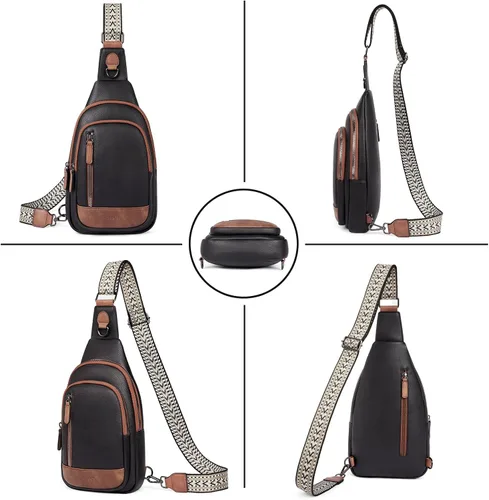 Vista 6 de Bolsos cruzados CLUCI para mujer y hombre, bolso bandolera de cuero, mochila de cuerpo cruzado para mujer, regalos para mujeres, cumpleaños, único