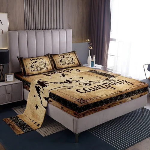 Vista 19 de Erosebridal Happy Camping - Juego de sábanas tamaño individual para niños, diseño de animales del bosque del bosque, para bebés, niños y niñas