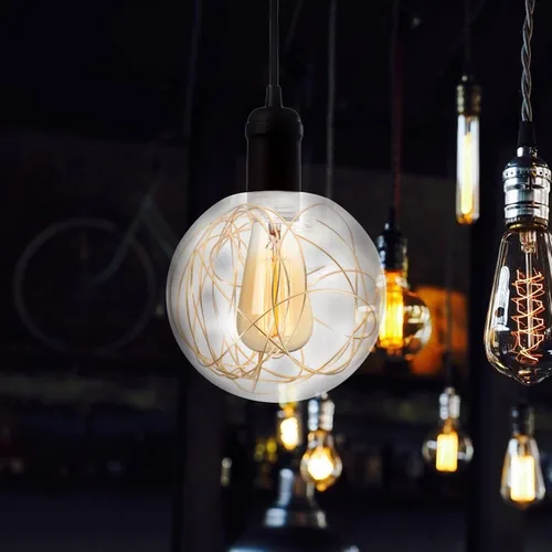 Vista 8 de Candelabros redondos de esfera de vidrio para accesorios de luz, repuesto de globo de vidrio de burbuja transparente, cubierta para lámpara