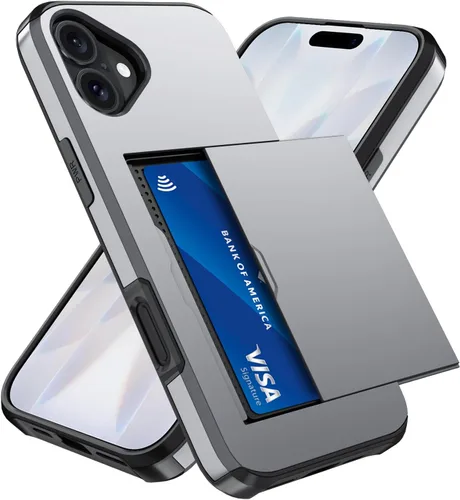 Vista 81 de Qinmay Funda compatible con iPhone 7 Plus/8 Plus con tarjetero, doble capa a prueba de golpes, funda protectora resistente con ranura oculta Negro