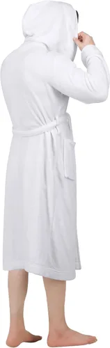 Vista 2 de NY Threads Mens Hooded Fleece Robe - Plush Long Bathrobes