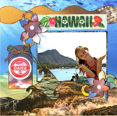 Vista 2 de Reminisce Hawaii Scrapbook Collection Kit de manualidades de papel, paleta multicolor, 12 x 12 pulgadas