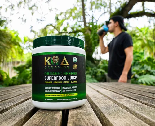 Vista 6 de Greens Superfood Juice Powder - Polvo orgánico USDA Super Greens con espirulina, clorella, matcha, pasto de trigo, enzimas digestivas y probióticos