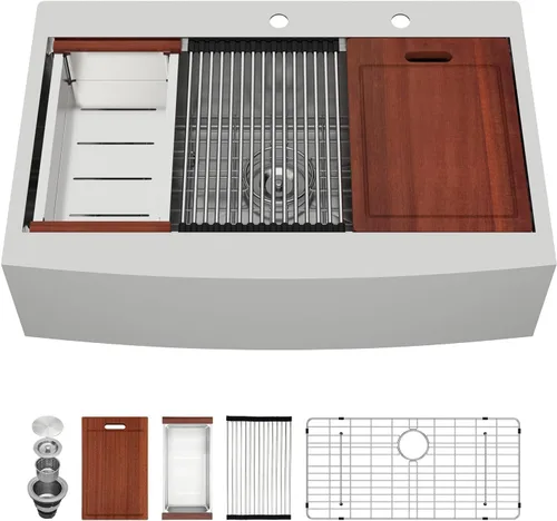 Vista 22 de Sarlai Fregadero de cocina de 30 unidades color negro, 30 x 22 pulgadas, fregadero de cocina de 30 x 22 pulgadas, fregadero de cocina de acero Acero