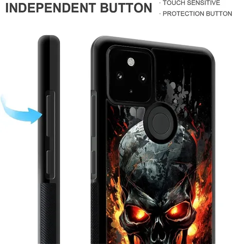 Vista 1868 de Compatible con Google Pixel 4A 5G Mobile Case Creative Acrylic Panel trasero Silicona Protección Grip especialmente diseñado para Google Pixel 4A 5G