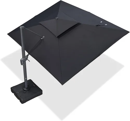 Vista 75 de PURPLE LEAF Sombrilla de Patio Voladiza de 10' x 13' para Exteriores con Base de 330 libras, Sombrilla Rectangular Grande Resistente al Viento