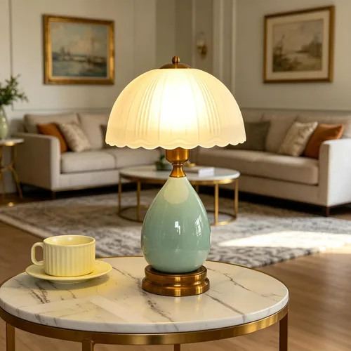 Vista 10 de Lámpara Vintage para Sala de Estar, Lámparas de Mesa de Cerámica Modernas de 16" para Dormitorio, Lámparas Tradicionales Retro de Mesita de Noche