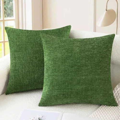 Vista 30 de CaliTime - Paquete de 2 fundas de almohada acogedoras para sofá, decoración del hogar, felpilla suave teñida sólida, 16 x 16 pulgadas, marrón Marrón