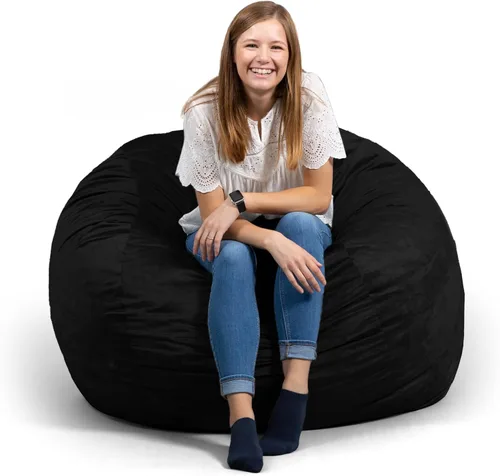 Vista 20 de Big Joe Fuf Silla Puf de Espuma de 5 Pies de Tamaño Extra Grande con Funda Extraíble para Niños, Adolescentes, Adultos, Onyx Lenox, Poliéster Tejido
