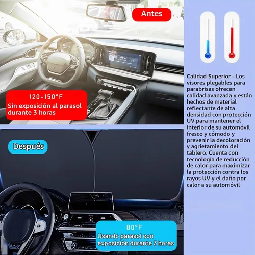 Vista 5 de Ziciner 2 parasoles para parabrisas de automóvil, bloqueador de calor solar y rayos UV, protector plegable de 28 x 31 pulgadas, accesorios Bandera