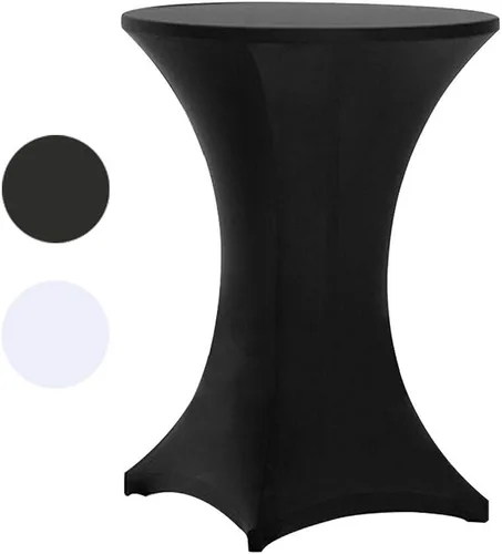 Vista 6 de Tina's Fundas para mesa de cóctel, color negro, paquete de 4 manteles de 36 Mantel de cóctel de elastano elástico ajustable, mantel de mesa de 4