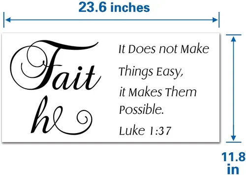 Vista 6 de Calcomanías de pared cristianas de Lucas 1:37, Faith It Does Not Make Things Easy It Makes Them Possible Bible Versículo Pegatinas de pared, citas