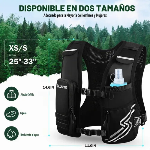 Vista 7 de Chaleco de Correr para Hombres y Mujeres, Chaleco de Hidratación para Correr con Botella Suave de 500ml y Bolsillo para Teléfono con Pantalla