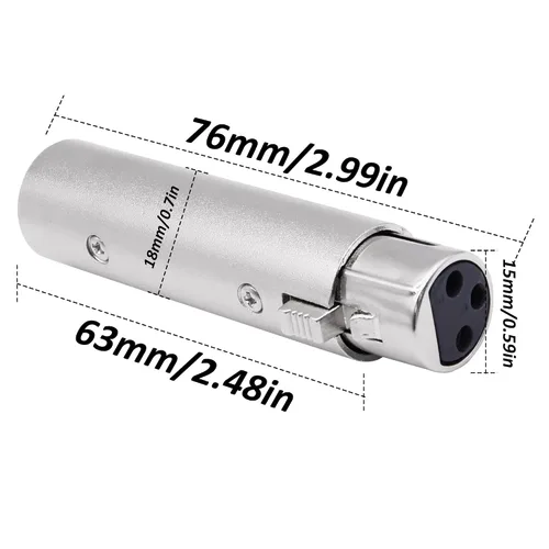 Vista 8 de XLR 5 pines macho a 3 pines hembra DMX adaptador convertidor de señal de audio para micrófono luz de escenario -2