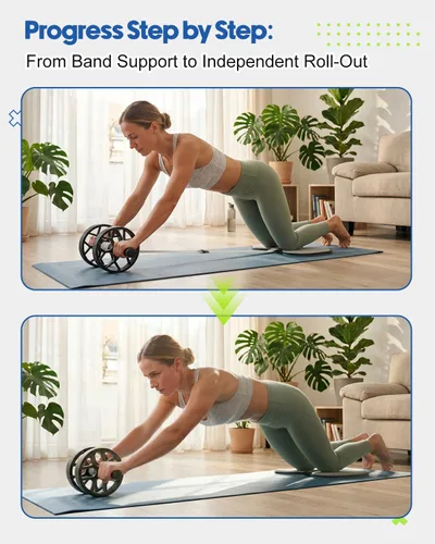 Vista 6 de VINSGUIR Ab Roller Wheel for Beginners to Pros, Ab Roller with Adjustable & Detachable Resistance Band, Core Workout Equipment for Home Gym