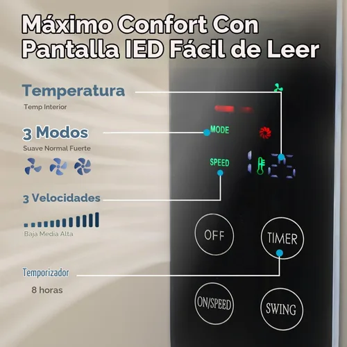 Vista 5 de Aottop Ventilador de pedestal de 16" con pantalla táctil y termómetro LED