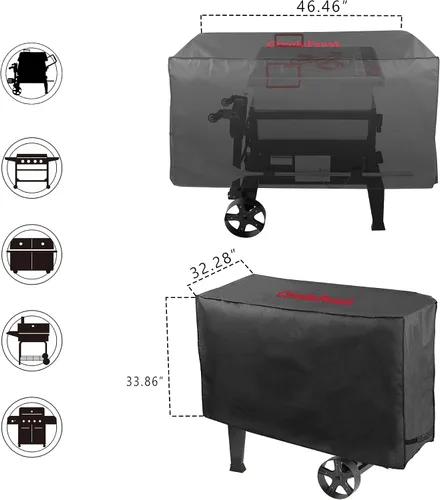 Vista 2 de Creole Feast CR1001A - Funda Oxford para parrilla, impermeable, resistente para protección contra todo el año, color negro
